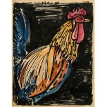 Hüther, Julius (1881-1954) "Rooster" 1948, watercolour, o. sign./dat., free framed, SM 29,3x22,8cm 