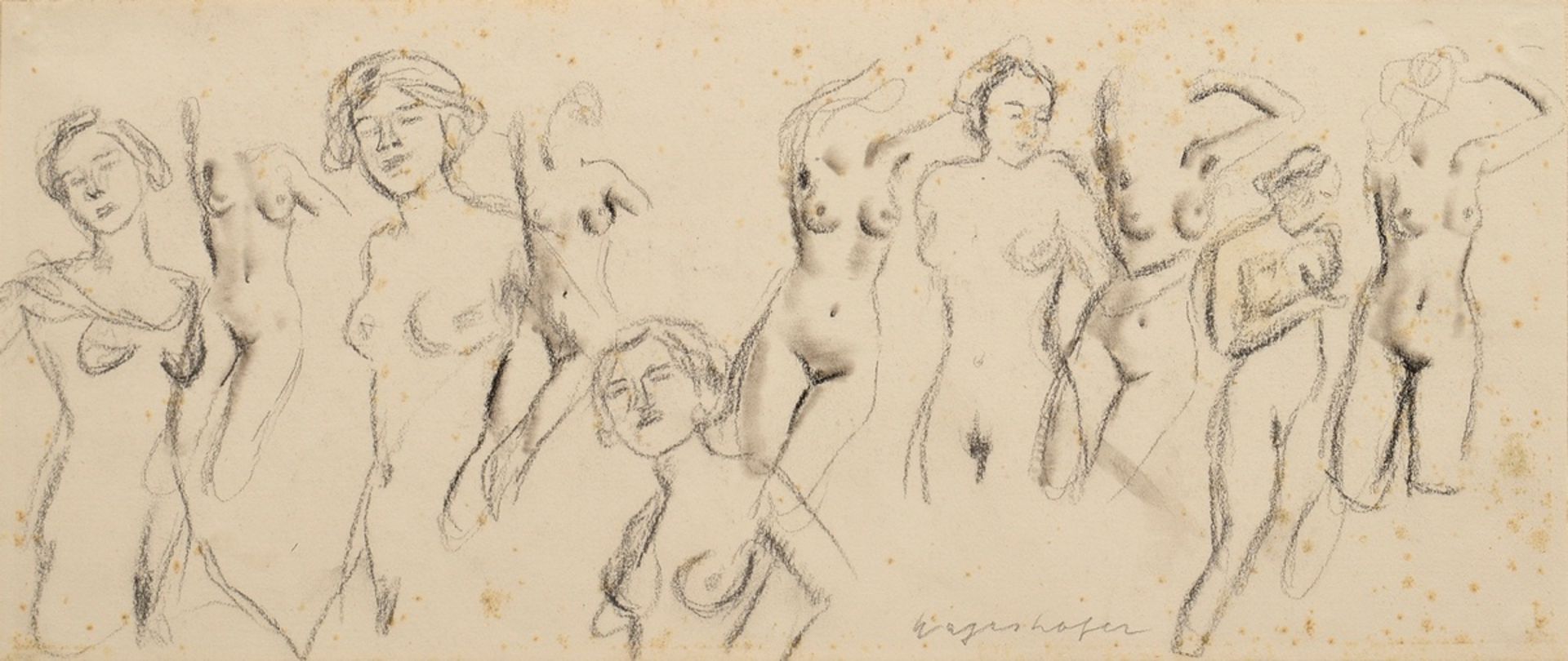 17 Mayershofer, Max (1875-1950) "Female nude drawings", charcoal, each sign., each mounted in passe - Image 13 of 19