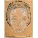 Hüther, Julius (1881-1954) "Portrait of a woman with fringe hairstyle" 1947, gouache/pencil/ink, si