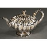 George III teapot in pumpkin form with ornamental and floral decorated spout and handle, MM: John F