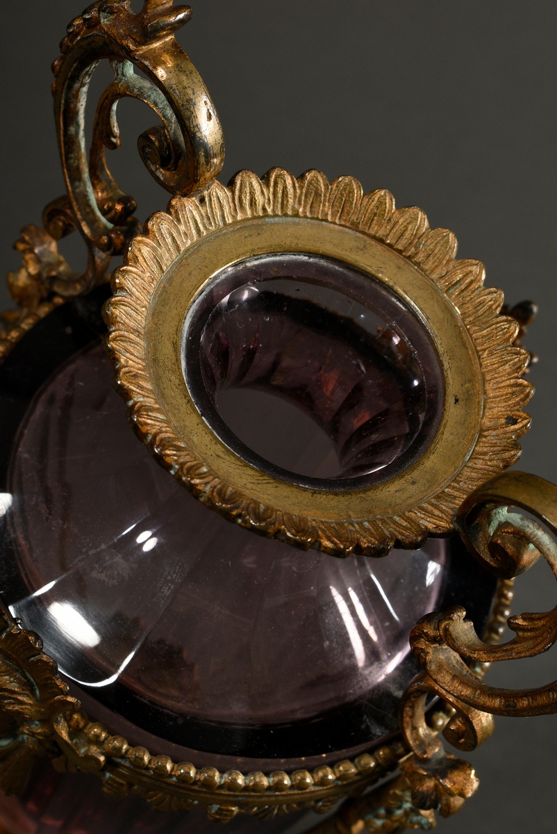 Faceted amethyst glass vase with historicised ormolu mounting and mascarons, c. 1880, h. 25.2cm - Image 4 of 8