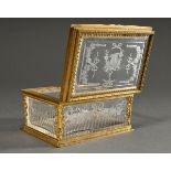 Rectangular crystal box with fine fire-gilt mounting and floral cut on all sides, around 1900, 9x18