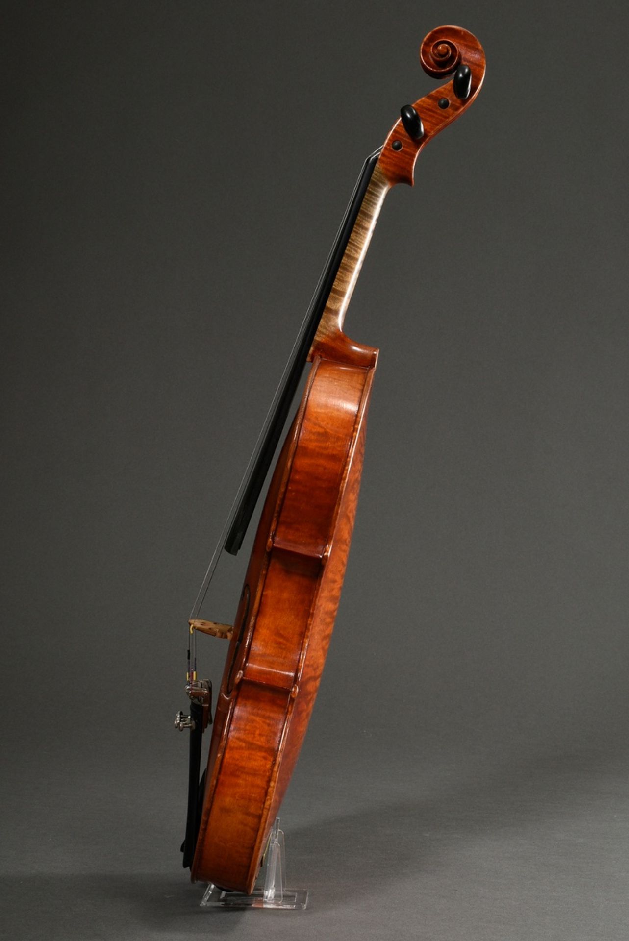Sächsische Geige mit Koffer und Bogen, Zettel innen "E.O. Reichel Markneukirchen Juli 1925 Made in  - Bild 4 aus 21