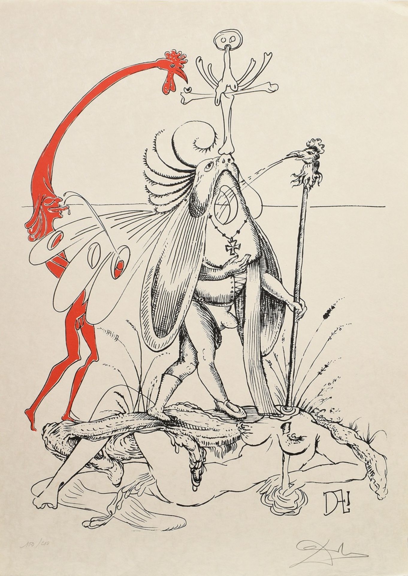 Dalí, Salvador (1904-1989) "Les songes drolatiques de Pantagruel”, 152/250, 25 (Farb-)Lithographien - Bild 3 aus 27