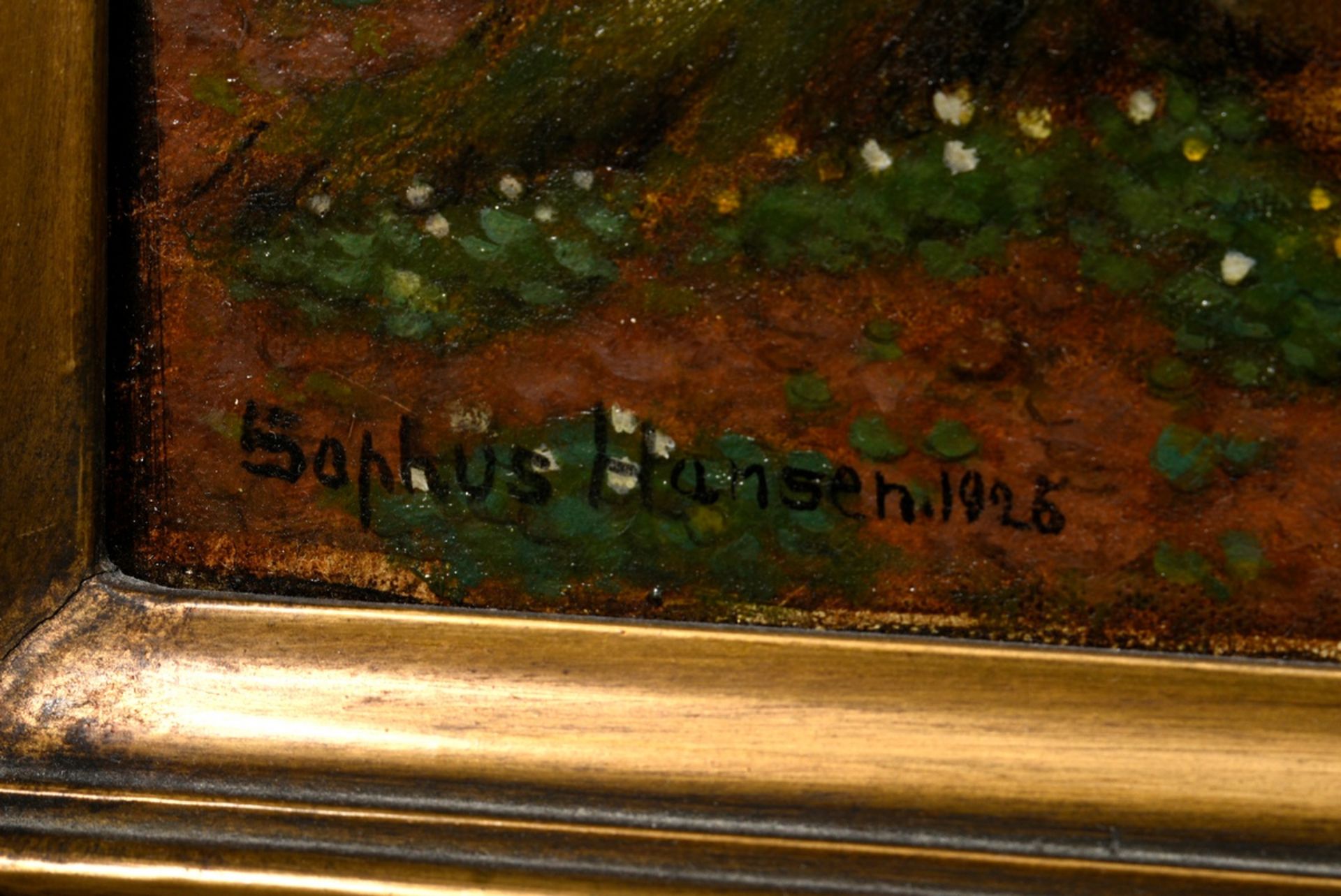 Hansen, Sophus (1871-1959) "Idyll" (Cupid is instructed) 1926, oil/canvas, sign./dat. lower left, v - Image 3 of 6