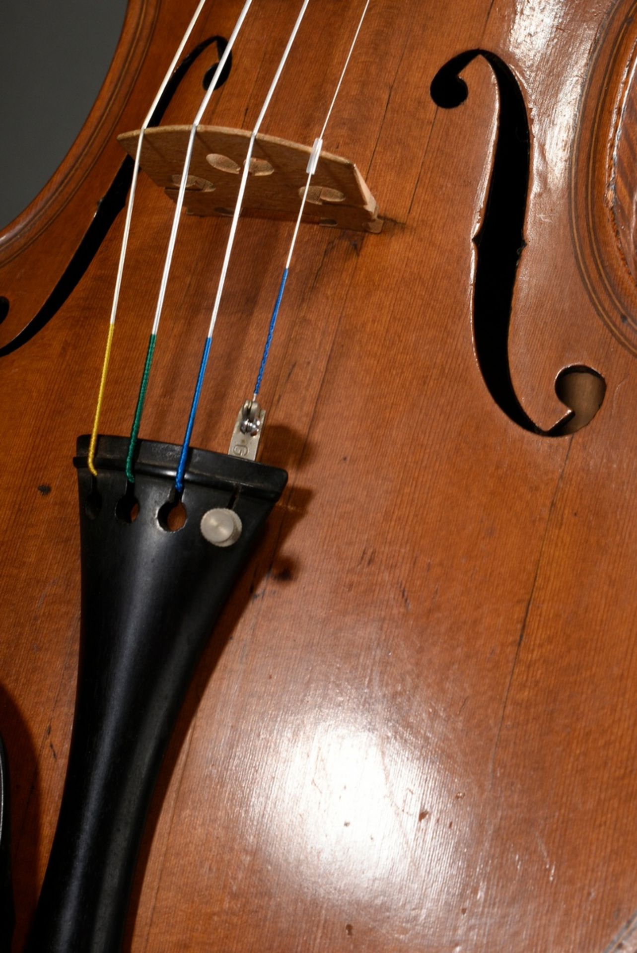 Elegant violin after Maggini, German 19th c., fine-grained spruce top, two-piece beautifully flamed - Image 9 of 16
