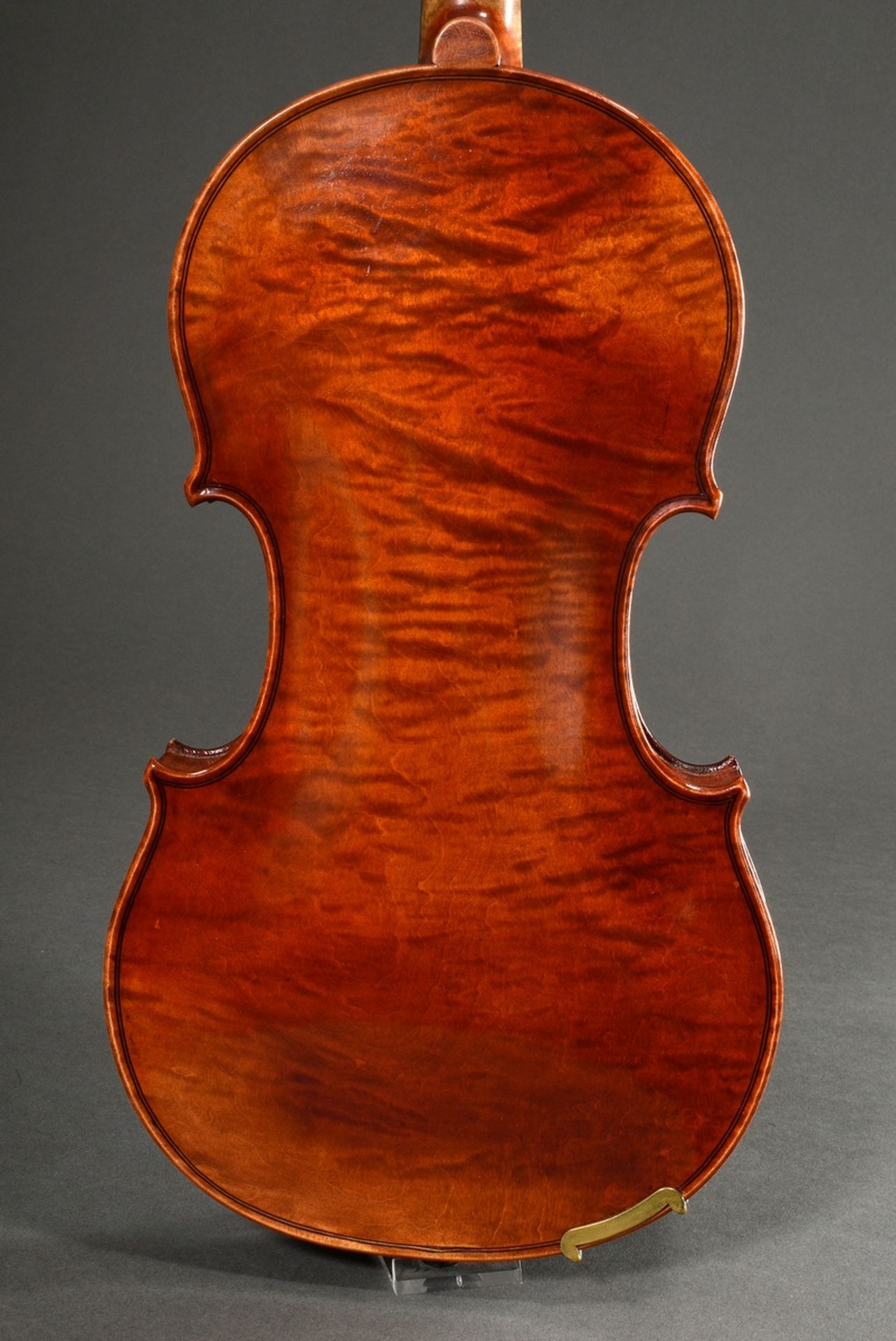 Sächsische Geige mit Koffer und Bogen, Zettel innen "E.O. Reichel Markneukirchen Juli 1925 Made in  - Bild 6 aus 21