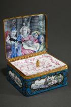 A large rococo tobacco box of rectangular form with a slightly domed hinged lid and gilt brass moun