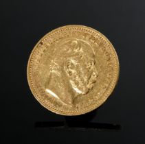 Gelbgold 900 „20 Mark Wilhelm I / ReichsadIer" Münze“, 1883, Deutsches Reich, 7,9g, Ø 2,2cm