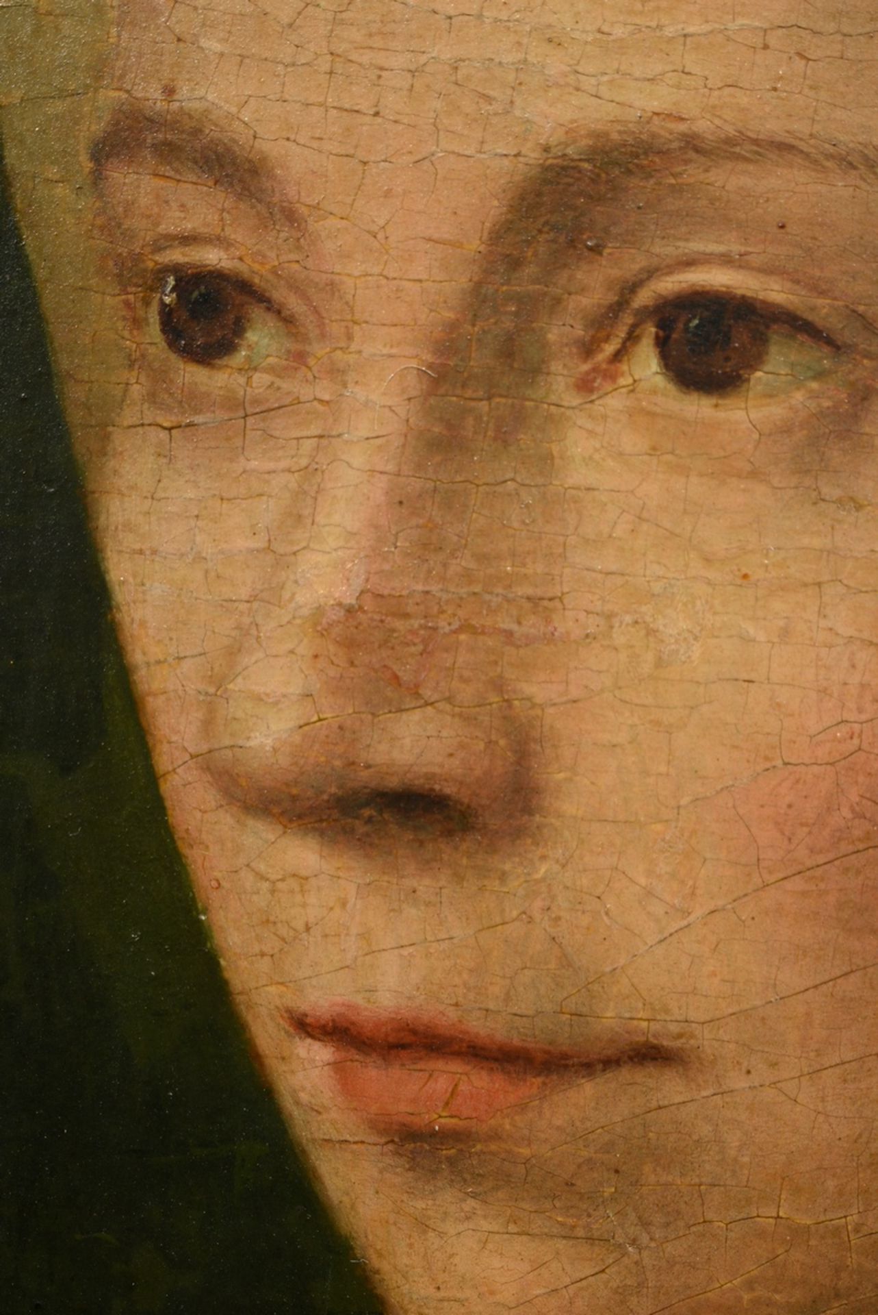 Unbekannter holländischer Meister des 16.Jh. "Portrait einer Dame mit Haube" um 1520, Öl/Holz, park - Bild 4 aus 11