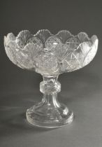 A crystal bowl with various cut fondi in a surrounding frieze and palmette rim over a round foot an