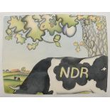 Leissler, Arnold (1939-2014) "Lower Saxony cow NDR" 1976, coloured pencil, sign./dat. lower left, s