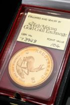 Gelbgold 916 „1 Unze Krügerrand" Münze, 1983, Südafrika, 34g, Ø 32,7, Kunststoffkapsel und Schmucke