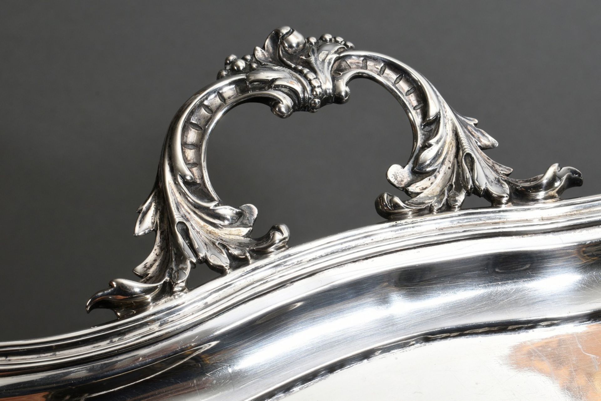 Russian tray with vegetal handles and curved rim, MM: A. Sper, St. Petersburg 1845, silver 84 Zolot - Image 2 of 4