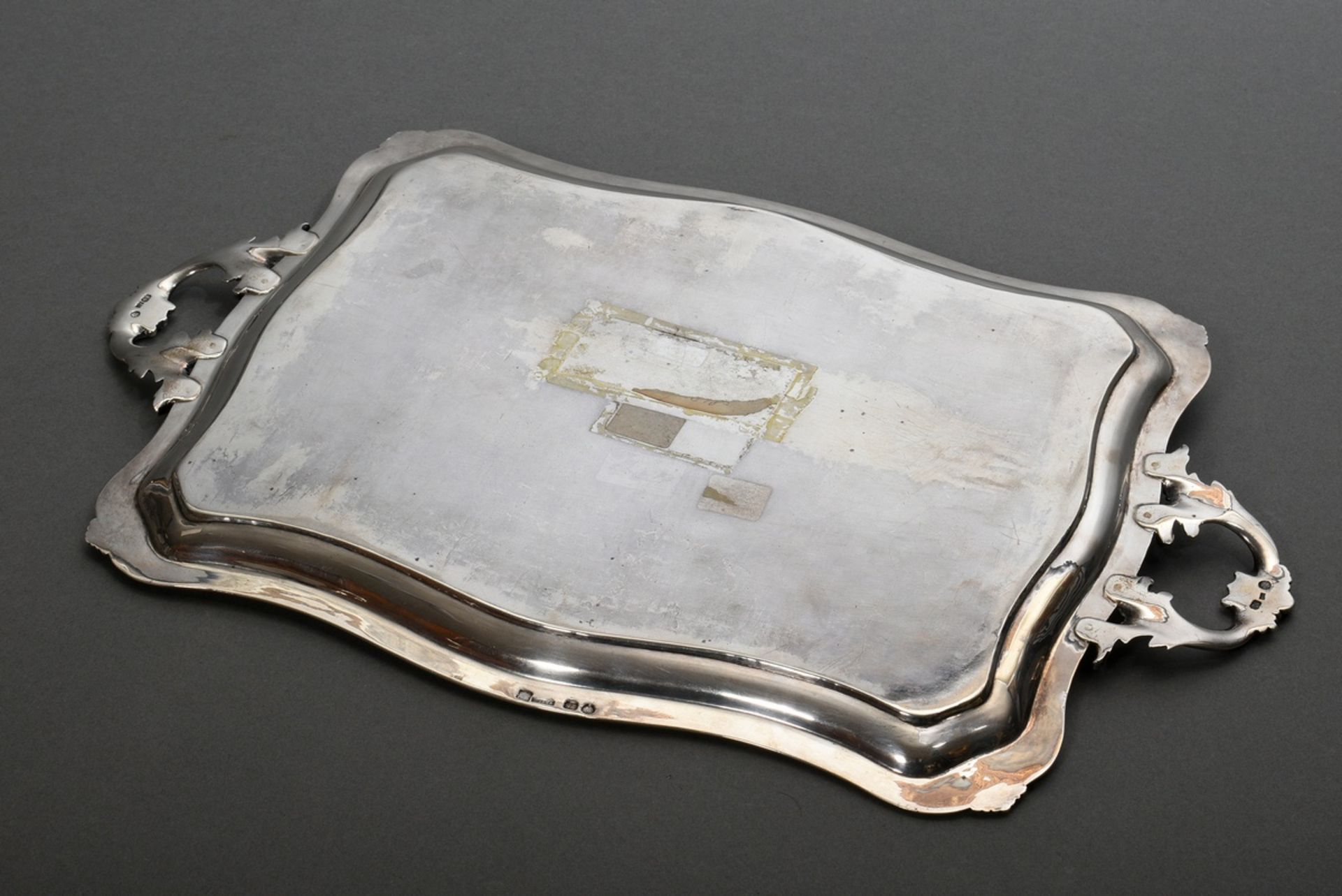 Russian tray with vegetal handles and curved rim, MM: A. Sper, St. Petersburg 1845, silver 84 Zolot - Image 3 of 4