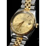 Rolex Oyster Perpetual Datejust Herrenarmbanduhr, Edelstahl/Gold, Chronometer, Automatik, große Sek