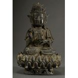 Sitzender Bodhisattva in Dharmachakra Mudra auf Lotosthron, China, Ming Dynastie, 2teilig, H. 30cm,