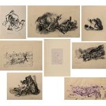 7 Mayershofer, Max (1875-1950) "Gräuel", ink/charcoal, each sign., partly on paper/mounted in passe