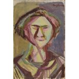 Bargheer, Eduard (1901-1979) "Portrait" 1948, oil/paper, mounted on fibreboard, sign./dat. upper ri