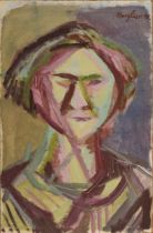 Bargheer, Eduard (1901-1979) "Portrait" 1948, Öl/Papier, auf Faserplatte kaschiert, o.r. sign./dat.