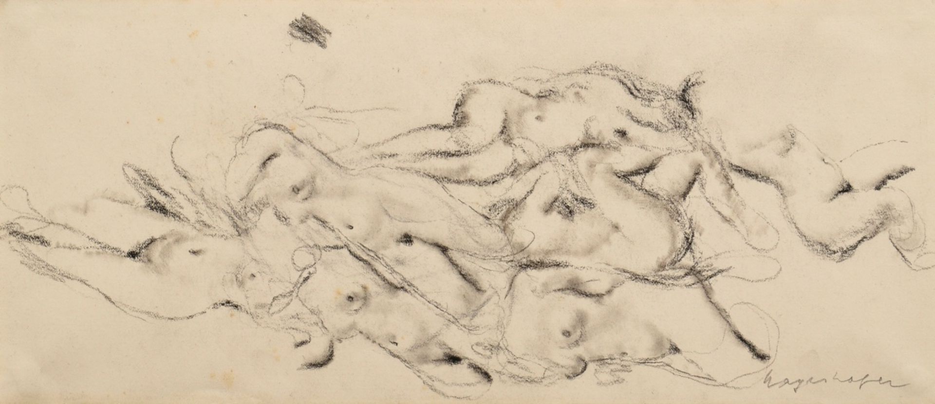 17 Mayershofer, Max (1875-1950) "Female nude drawings", charcoal, each sign., each mounted in passe - Image 5 of 19