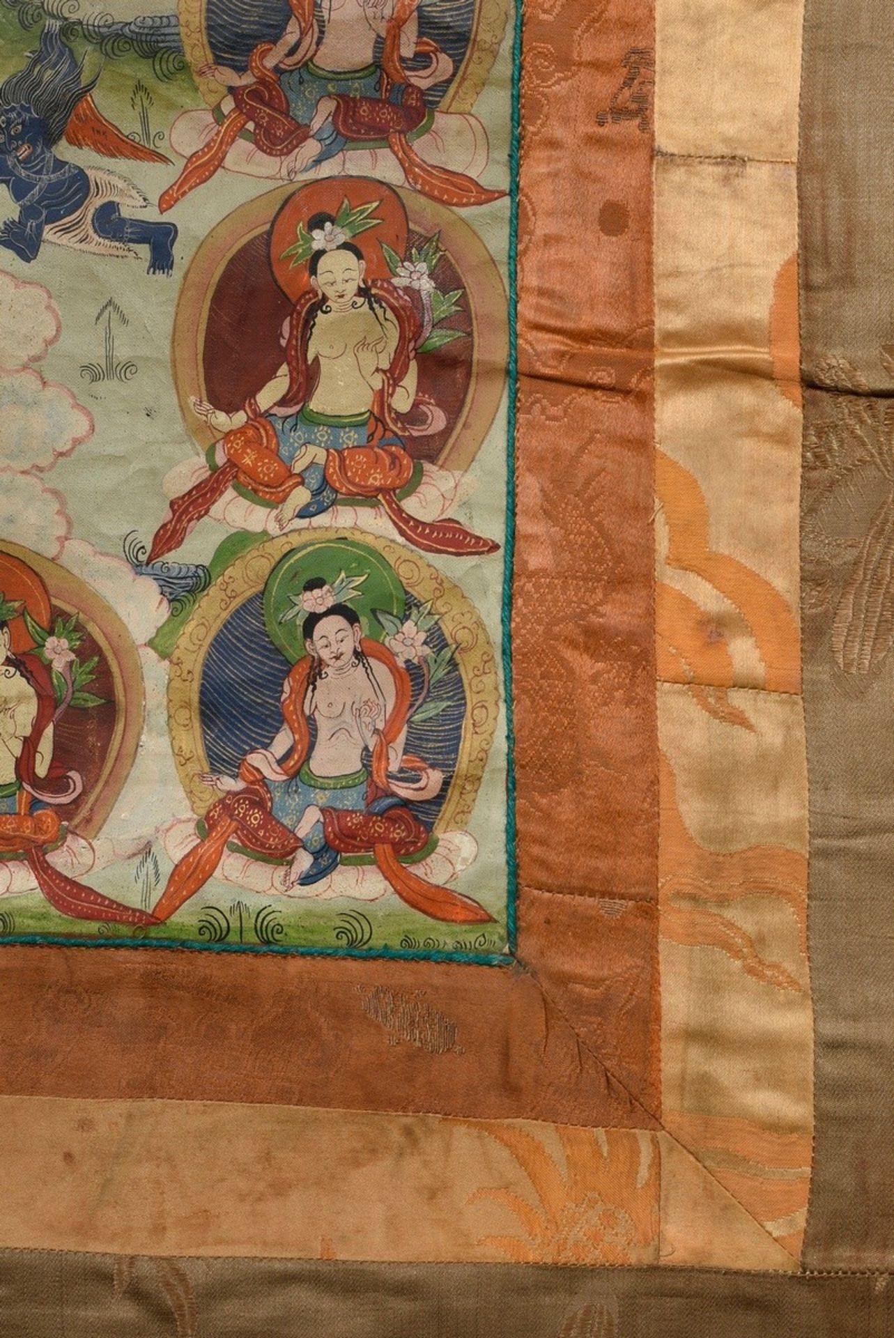 Thangka „Dharmapāla Mahākāla (?) vor Flammenaureole (blaue Körperfarbe und drei Augen) mit hellblau - Bild 6 aus 13