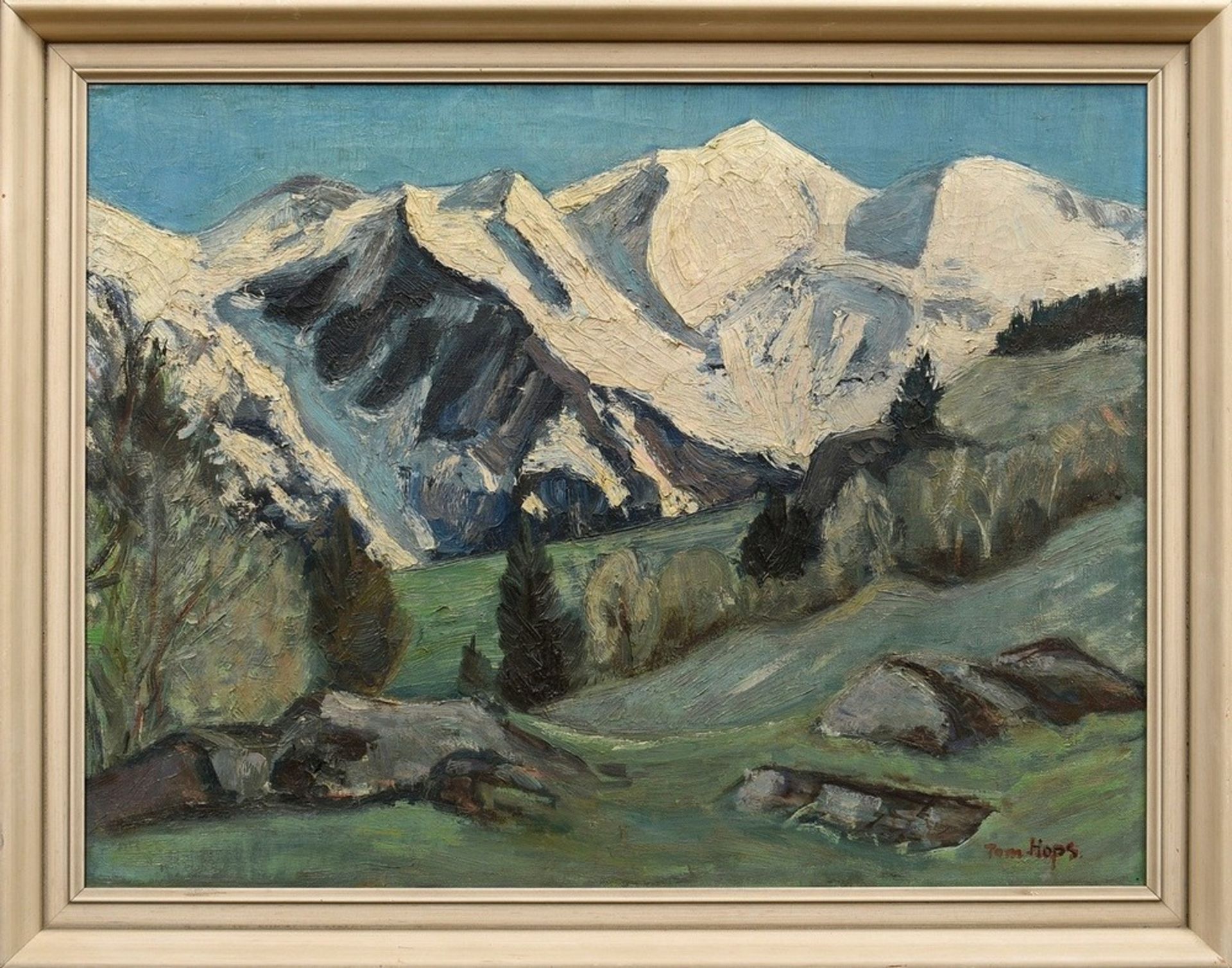 Hops, Tom (1906-1976) "Kärnten" 1939(?), Öl/Leinwand, u.r. sign., verso gewidmet./betit., 46,5x61cm - Bild 2 aus 6