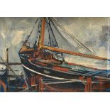 Reimer, Tom (1906-1975) "Schiff in der Sietas-Werft" c. 1955, oil/board, verso inscr., 21.2x29.8cm 