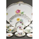 16 Pieces Meissen "Deutsche Blume", 2nd half of the 20th c.: 1 large tray with rocaille handles (46