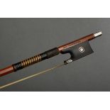 Masterly violin bow, stamped "Max Wunderlich", Germany 1st half 20th c., finely chased silver fitti