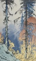Droege, Oscar (1898-1983) "Wald", Farbholzschnitt, u.r. sign., PM 39,8x23,2cm (m.R. 60x46,5cm), lei