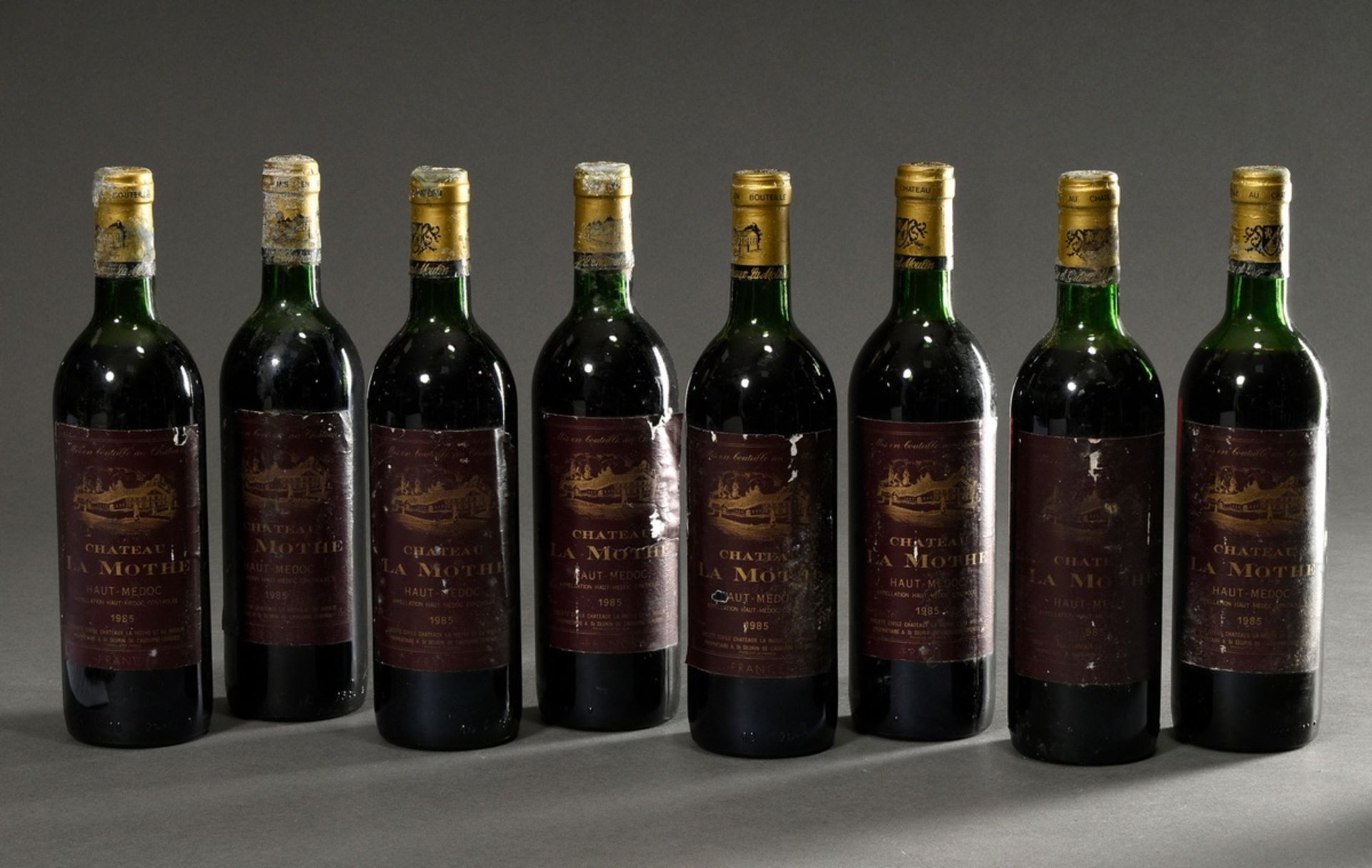 6 Flaschen 1985 Chateau La Mothe, mebac, Haut Medoc, Frankreich, Rotwein, 0,75l, durchgehend gute K