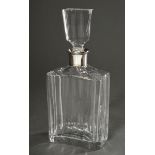 Rectangular carafe with fluted rim, matching plug and silver 925 neck, h. 27.5cm