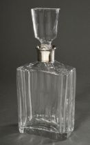 Rectangular carafe with fluted rim, matching plug and silver 925 neck, h. 27.5cm