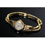 Yellow gold 750 Onsa ladies' wristwatch, manual winding, circa 1950, 25g, l. 18.8cm, working (no gu