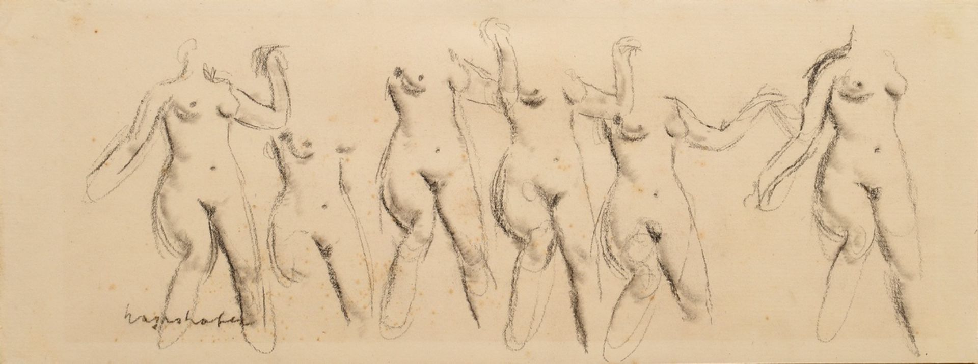 17 Mayershofer, Max (1875-1950) "Female nude drawings", charcoal, each sign., each mounted in passe - Image 8 of 19