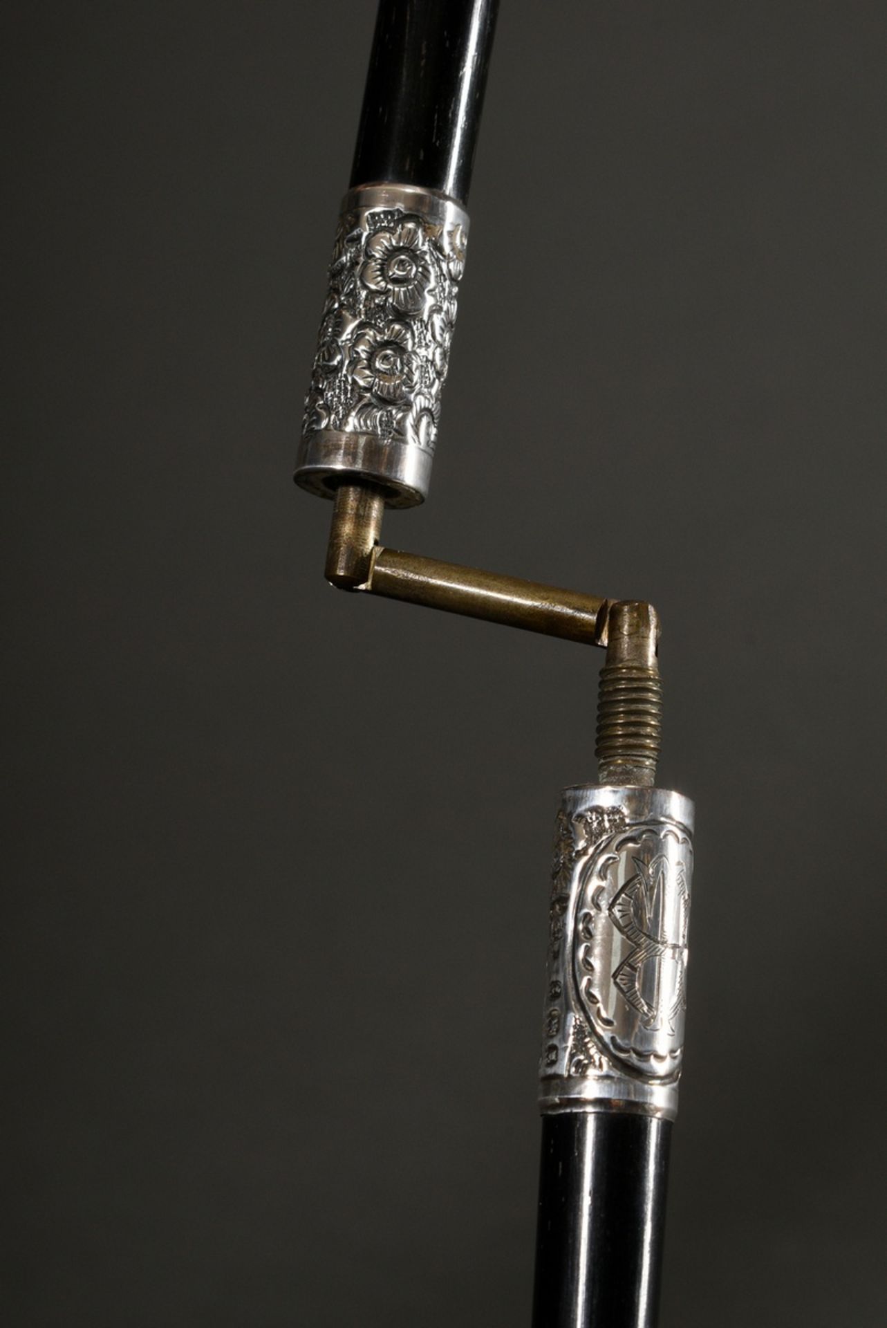 Dirigentenstab in Original Leder Etui, ebonisierter Holz Schaft mit floral ornamentierten Silber 92 - Bild 5 aus 7