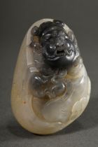 Two-coloured Hotan jade stone with fine carving "Zhong Kui the Demon Hunter", China 20th c., 7.4x5.