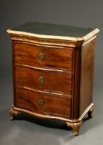 Altona chest of drawers in a straight form with slightly curved front and gilded textured frames as