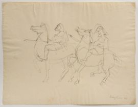 Bargheer, Eduard (1901-1979) "Zwei griechische Reiter" 1941, Tinte, u.r. sign./dat., 32,2x43,5cm, l