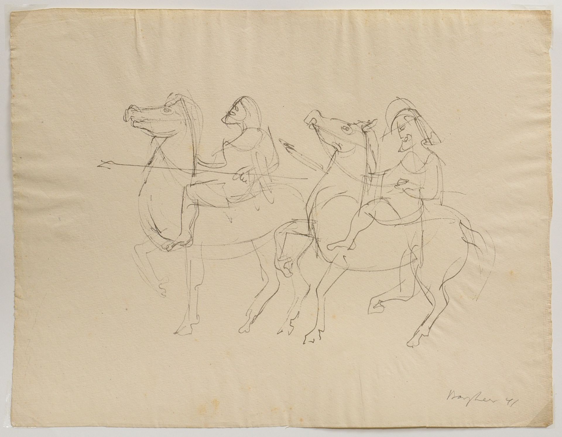 Bargheer, Eduard (1901-1979) "Zwei griechische Reiter" 1941, Tinte, u.r. sign./dat., 32,2x43,5cm, l