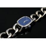 Chopard white gold 750 ladies' wristwatch with flat armoured bracelet and lapis lazuli dial, manual