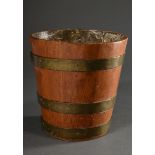 English wooden wine cooler with brass hoops, base pierced to drain condensation, 19th c., h. 23cm, 