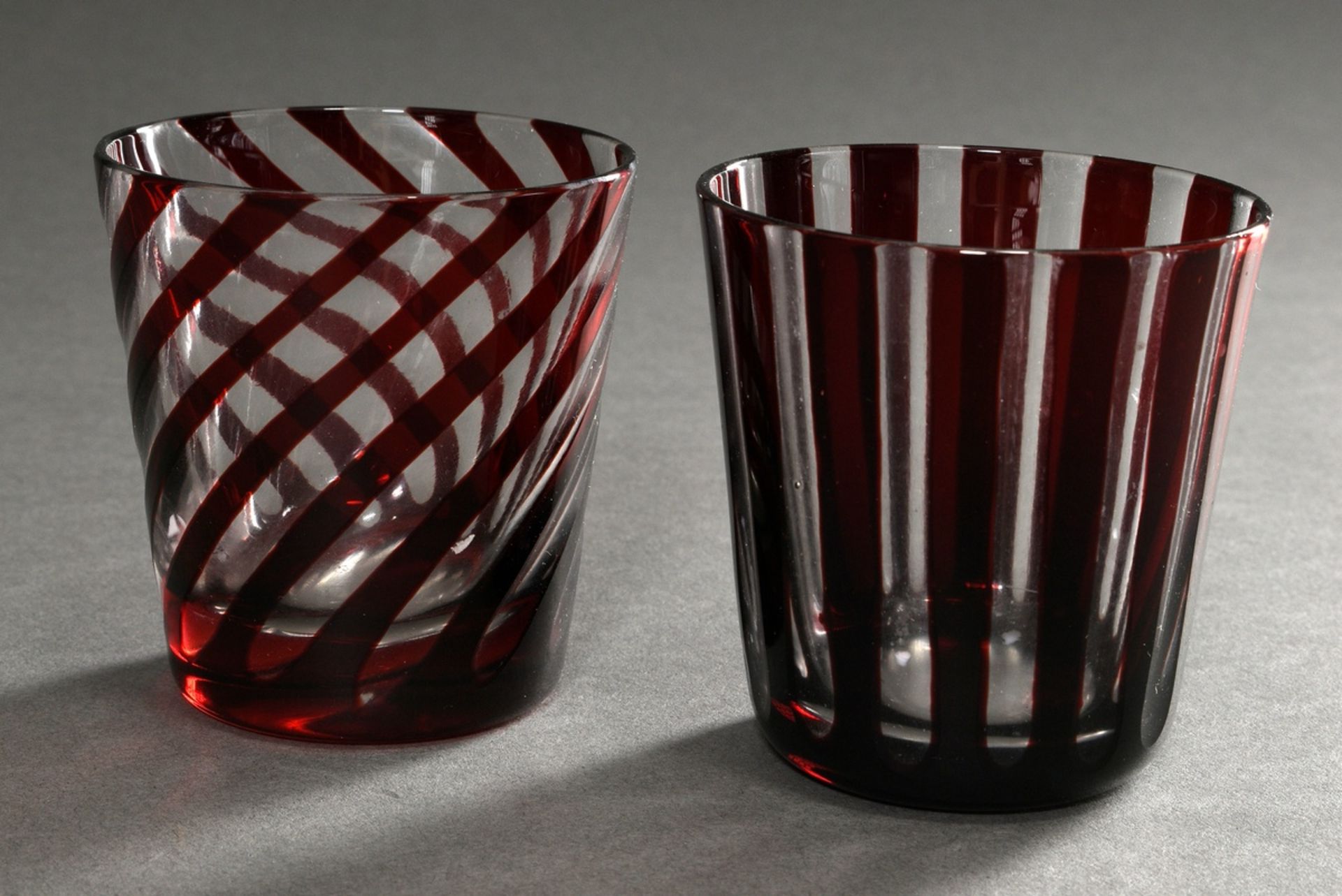 4 Various Rotter glasses with "Hamburg, Lübeck and stripe decorations", amber and red overlay, h. 8 - Image 2 of 6