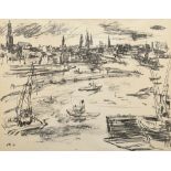 Kokoschka, Oskar (1886-1980) "Hamburg Harbour" 1961, lithograph, monogr./dat. lower left in stone, 