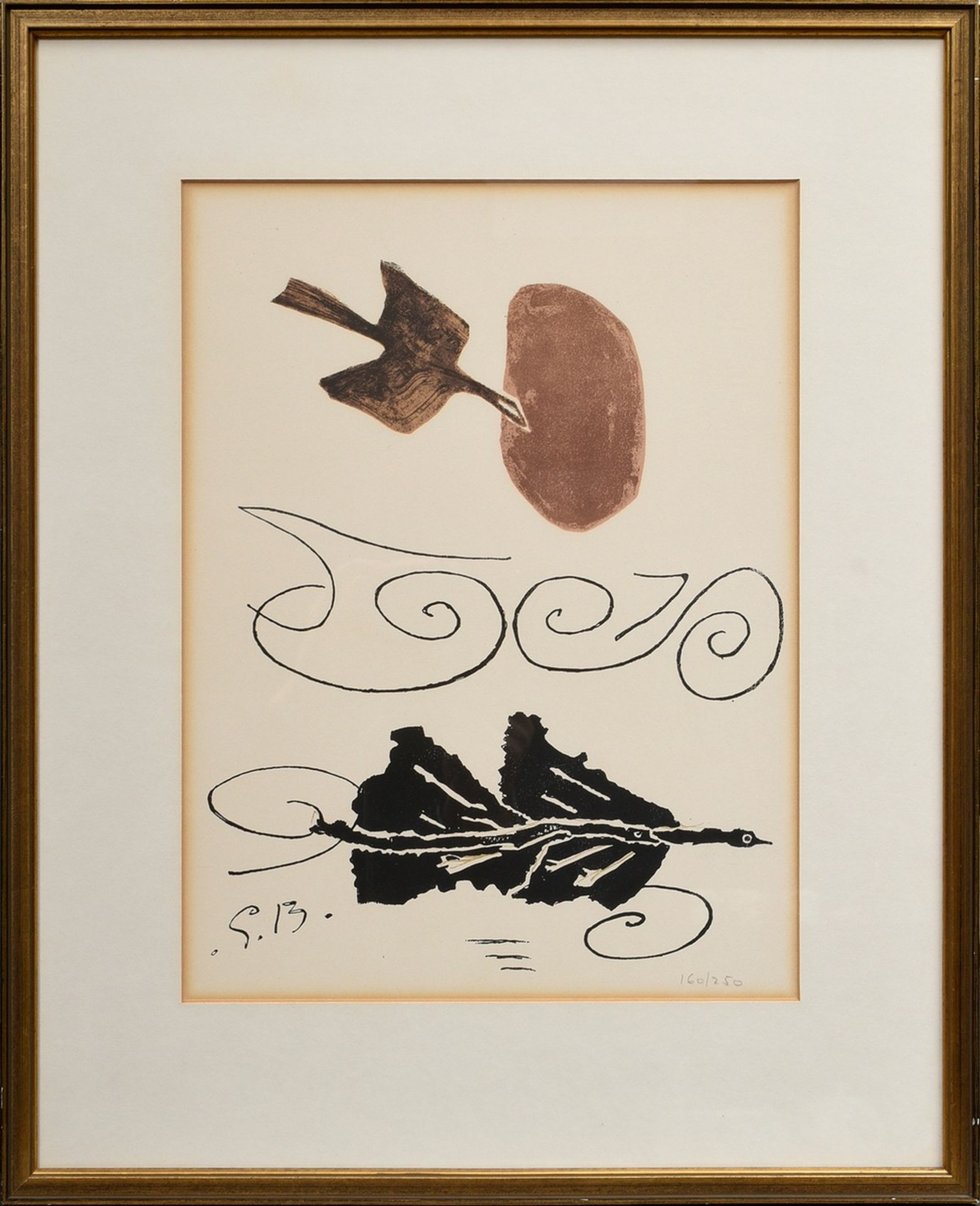 Braque, Georges (1882-1963) "Composition IV" 1956, lithograph, 160/250, from: "Derrière le Miroir",