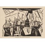Feininger, Lyonel (1871-1956) "Ships at the harbour quay" 1918, woodcut, b. titl./inscr., SM 20x27,