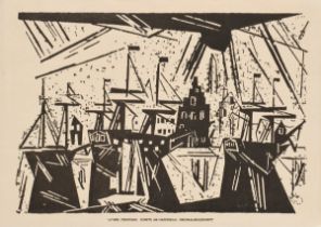 Feininger, Lyonel (1871-1956) "Schiffe am Hafenquai" 1918, Holzschnitt, u. betit./bez., BM 20x27,8c