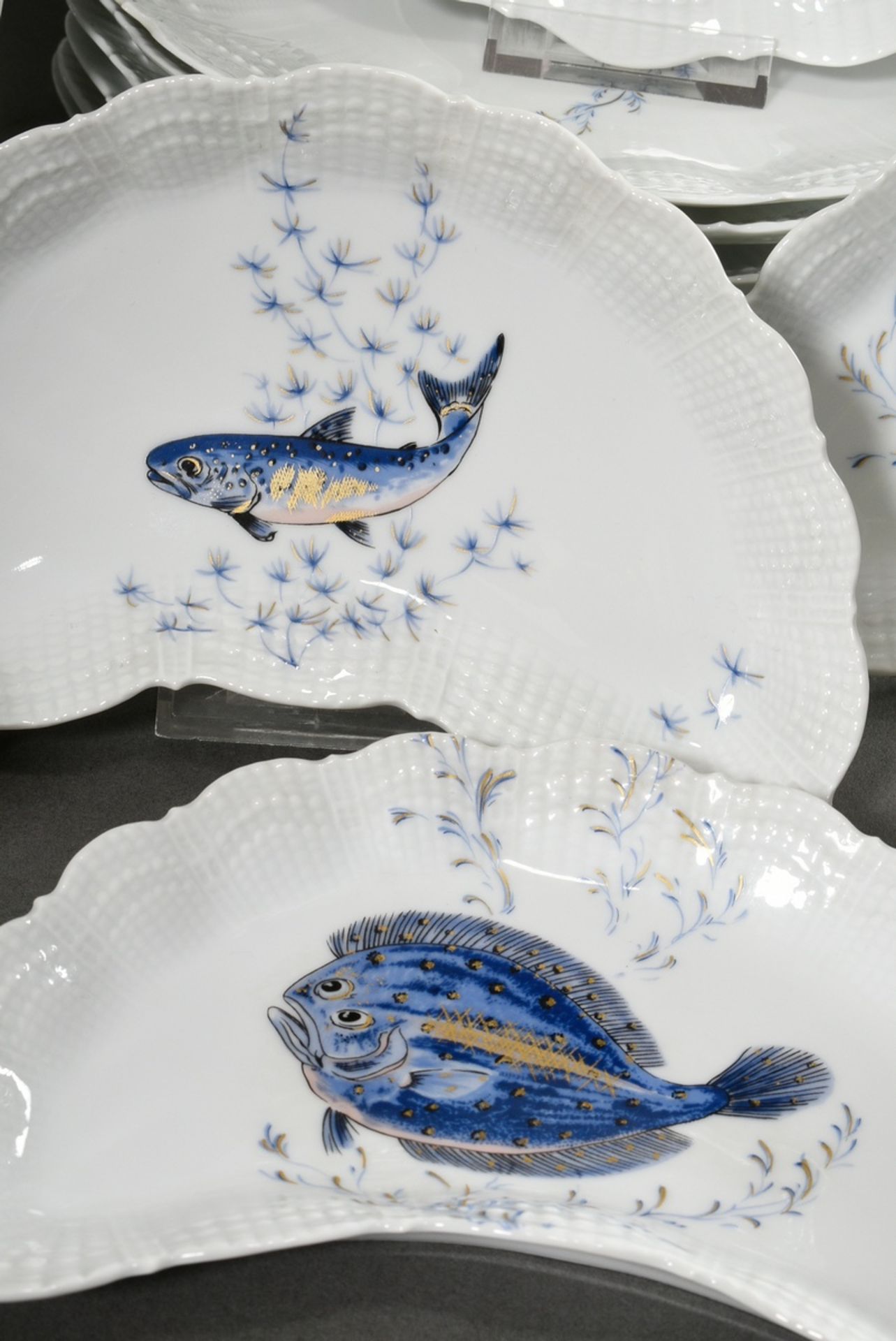 35 Teile Giraud Limoges Fischgeschirr, bestehend aus: 13 Speiseteller (Ø 25cm), 11 Vorspeisenteller - Bild 3 aus 7