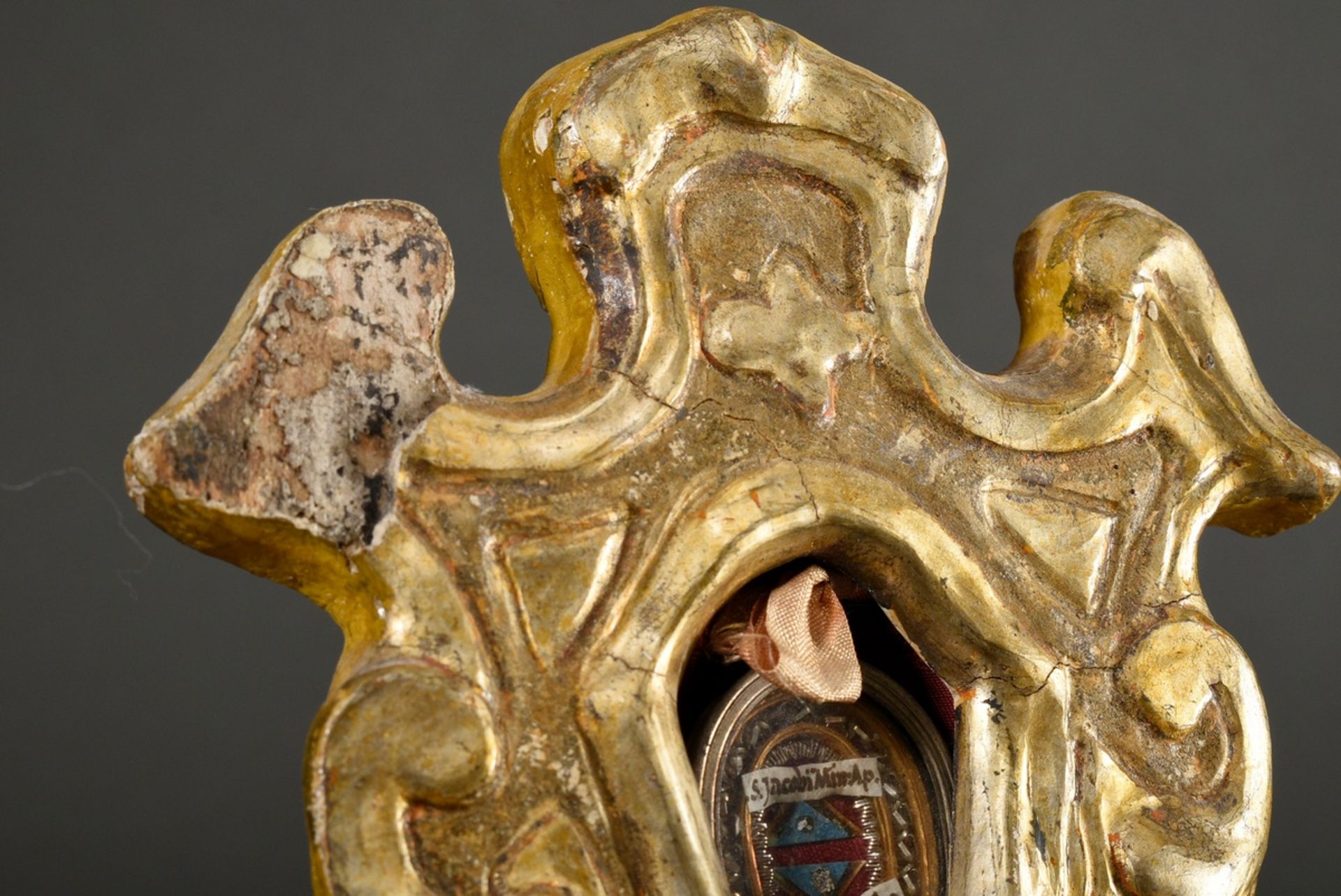 Baroque reliquary with small monastery work "S. Jacobi..." and S. Philippi Ap.", 18th c., carved an - Image 4 of 5